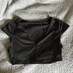 SHEIN Black V-Neck Crop Top